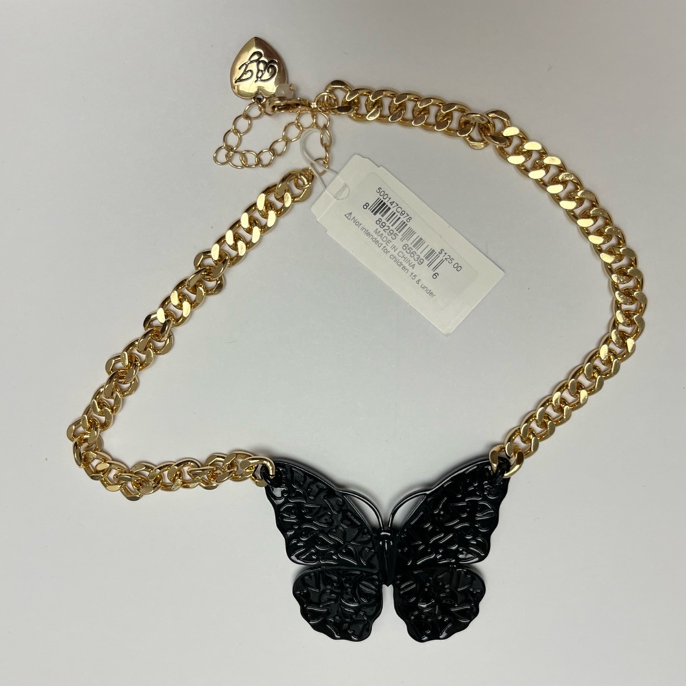 NWT ⚜️🖤⚜️ Betsey Johnson Gorgeous Butterfly Gem Necklace - Picture 6 of 12
